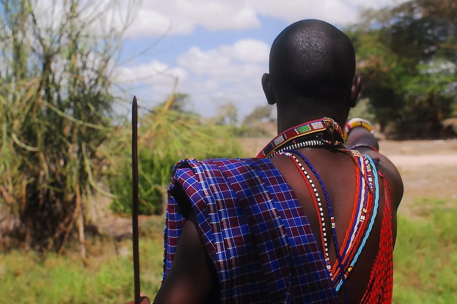 Maasai people in traditional dress in southern Kenya