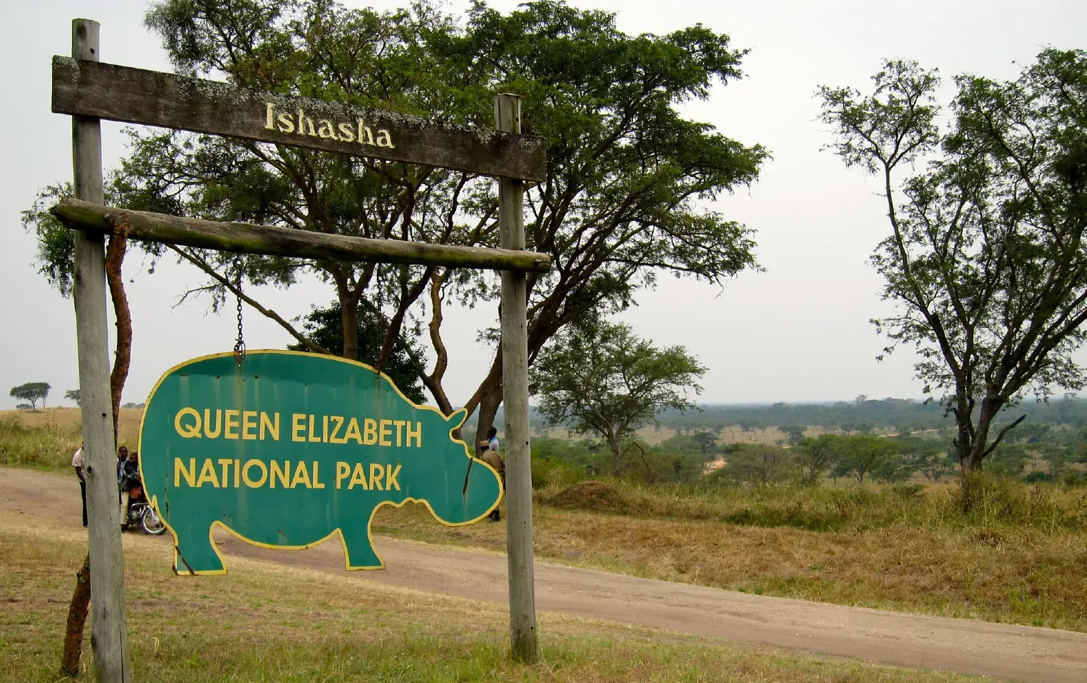 The entrance gate to Queen Elizabeth National Park, Uganda
